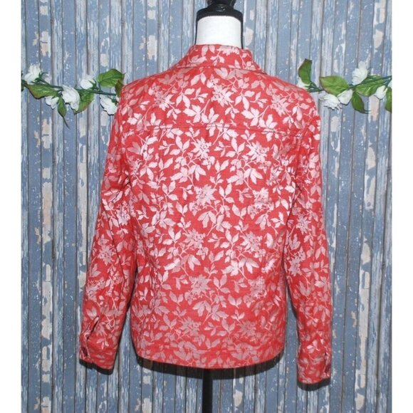 Reversible Ladies Red Floral Lightweight Jacket Size PS Button Up Casual Modest - Picture 5 of 11